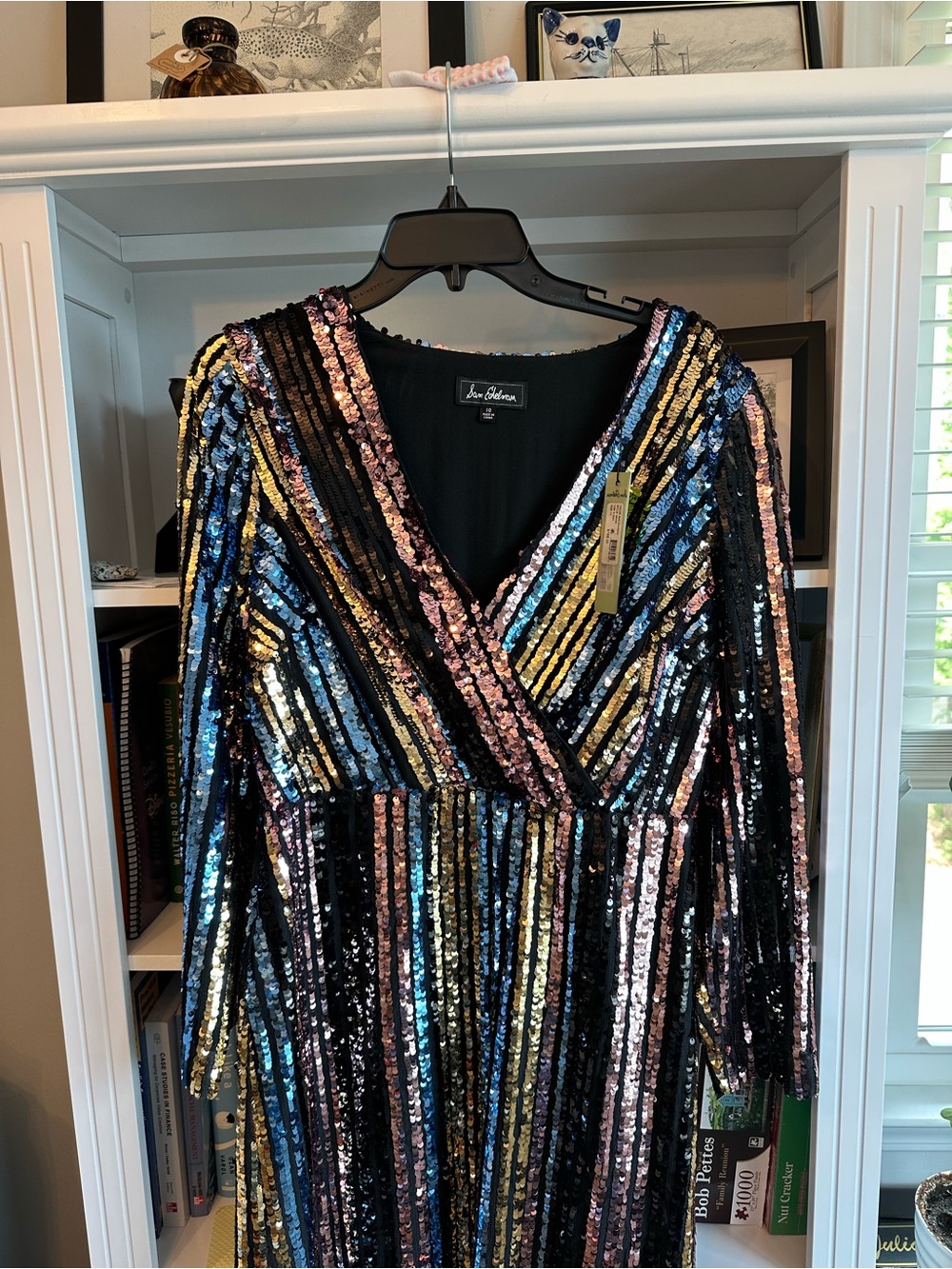 NWT Sam Edelman Sequin Stripe V-Neck Dress